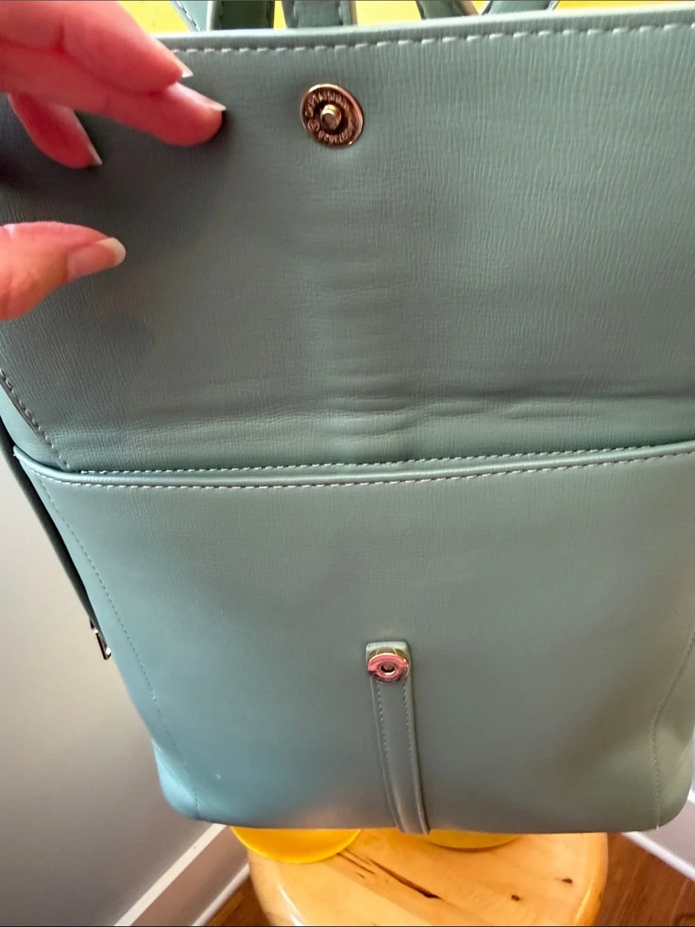 Miztique Sage Green Faux Leather Backpack